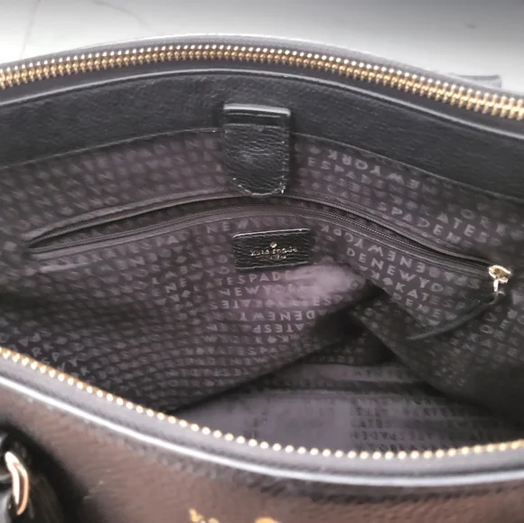 Kate Spade Black Leather Leighann Satchel / Tote Handbag (Mulberry Street) - Picture 9 of 14